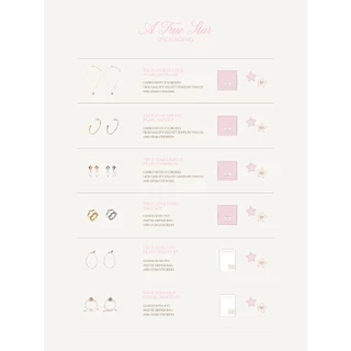 nice try studio - True Star Shiny Rings Set แหวนรูปดาวและพลอยสีชมพู กันน้ำ กันเหงื่อ ไม่ลอก ไม่ดำ