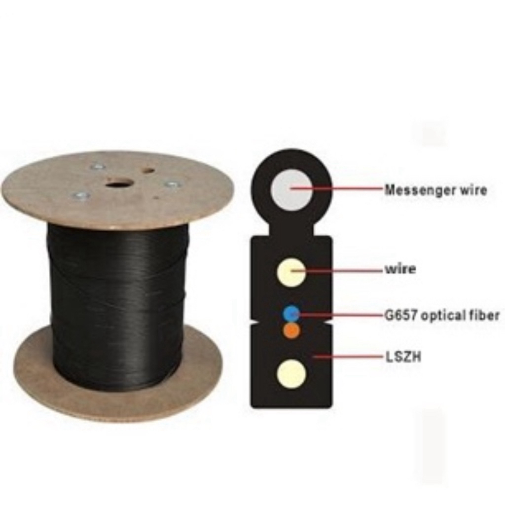 สายไฟเบอร์ออฟติก 2 คอร์ มีสลิง 1,000 เมตร ( Drop wire Fiber Optic 2 Core )