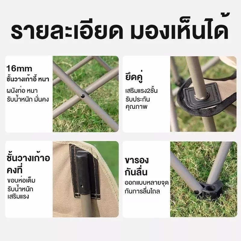 เก้าอี้แคมป์ปิ้งพนักพิงสูง พับได้แบบพกพา ท่ออลูมิเนียม thumbnail 9
