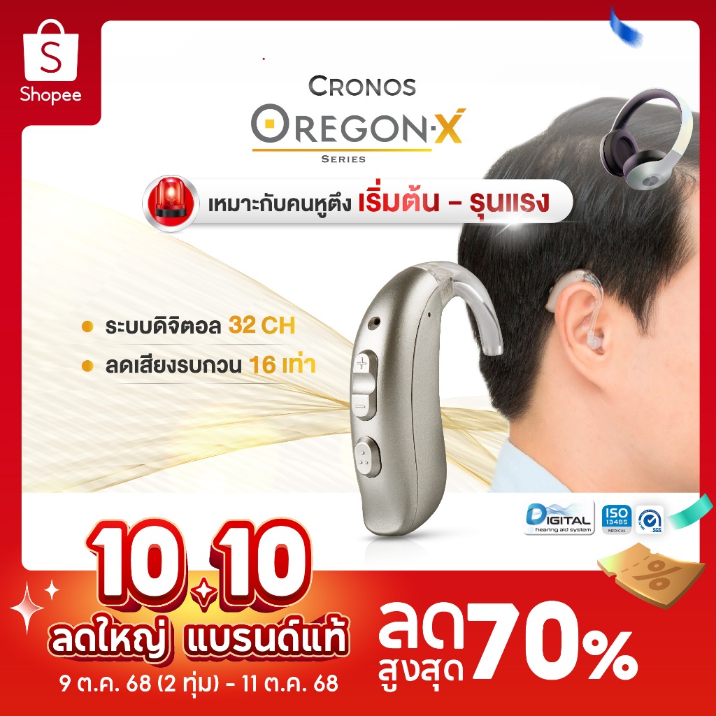 เครื่องช่วยฟัง (รุ่นตั้งค่าได้) CRONOS รุ่น OREGON X รุ่นTOP ปรับจูนเครื่องได้ด้วยคอมพิวเตอร์ แบบคล้