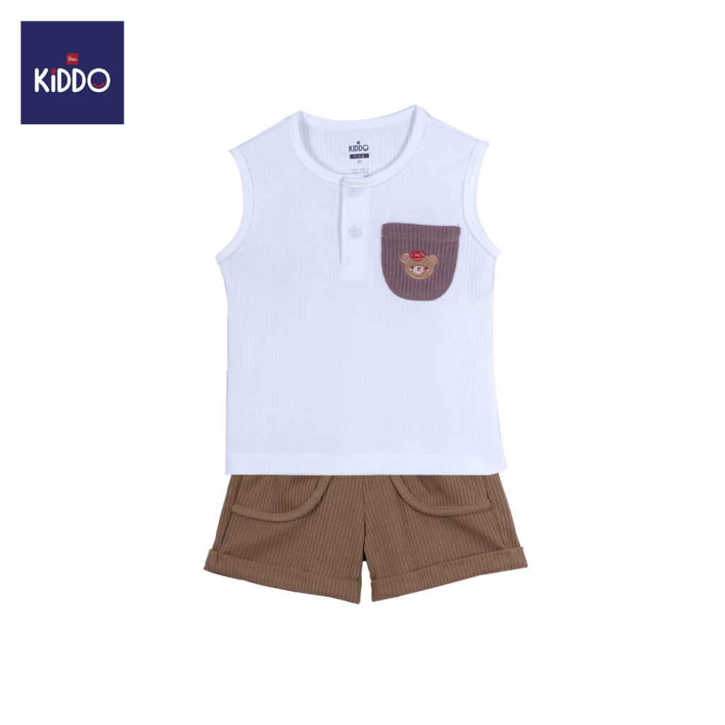 BSC KIDDO by Enfant ชุดเสื้อแขนกุด+กางเกงขาสั้น ปักน้องหมี สำหรับเด็ก 3-6 เดือน คอลเล็กชั่น Baby Bea