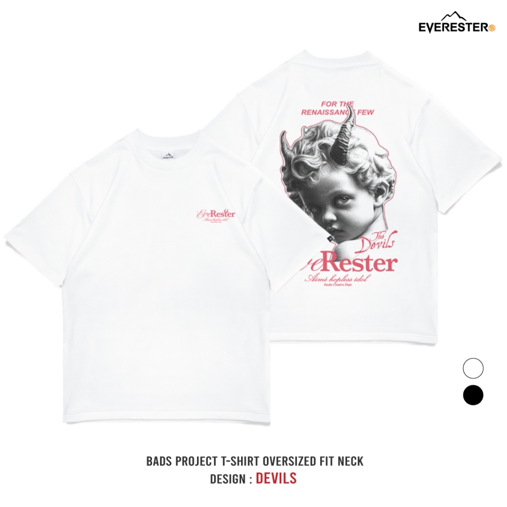 EVERESTER เสื้อยืด คอฟิต Heavy Cotton 100% รุ่น Devil BoY เสื้อผ้า Oversize Unisex สีดำ ขาว exp - รูปที่ 6