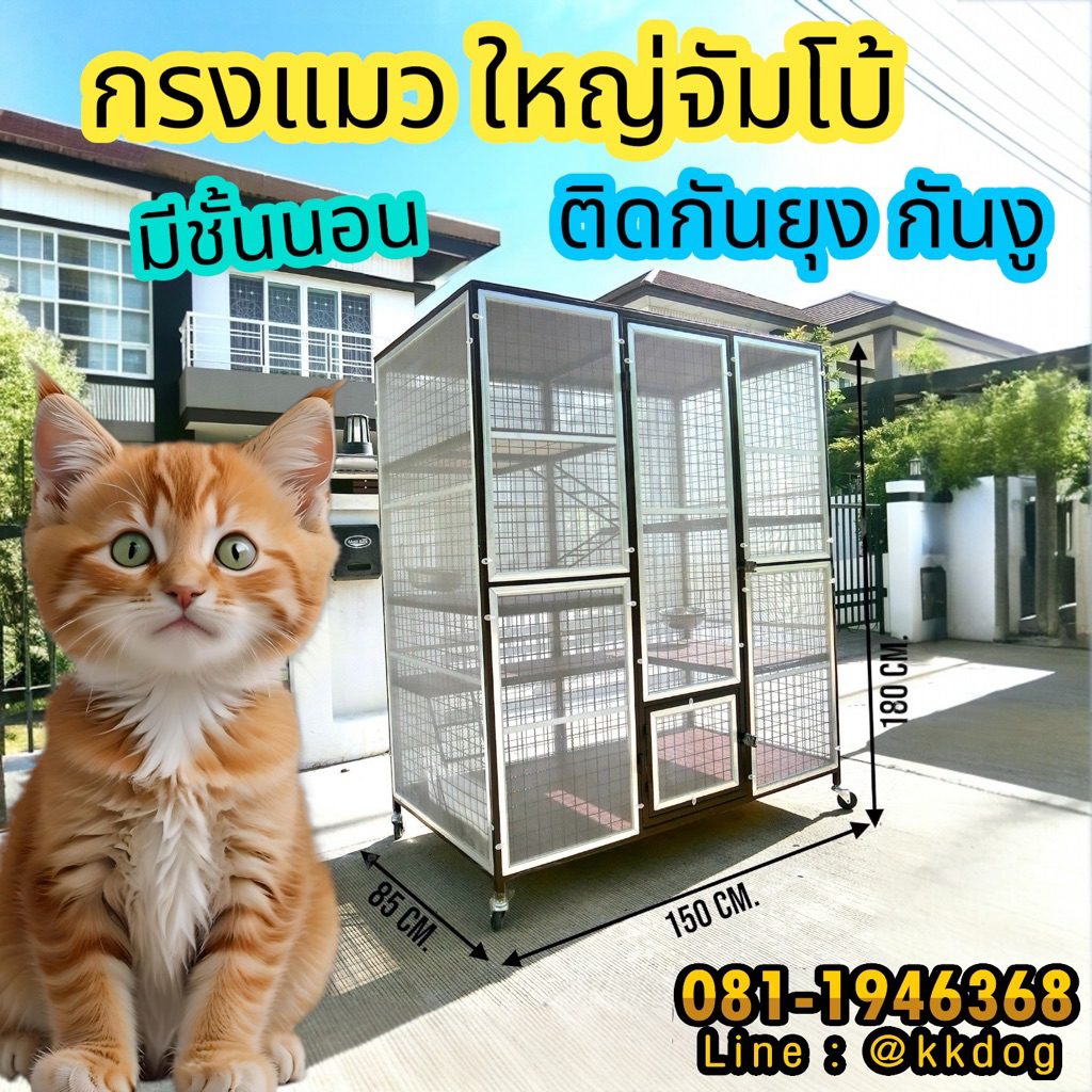 กรงแมว ติดกันยุง มีชั้นนอน คอนโดแมว มีของพร้อมส่งได้เลย