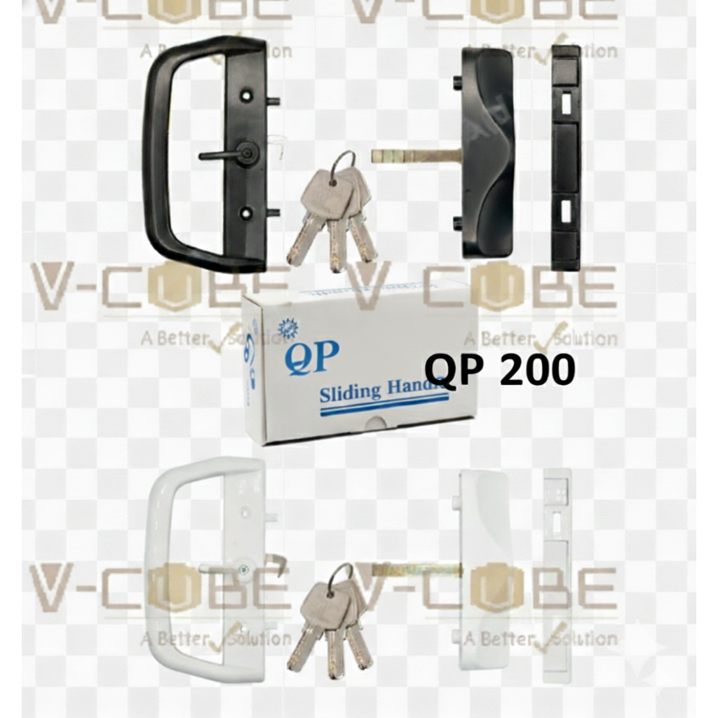 มือจับหน้าต่าง Husza QP 200 มือจับประตูอลูมิเนียมบานเลื่อนเดี่ยว-มีกุญแจ (มือจับหูช้าง)