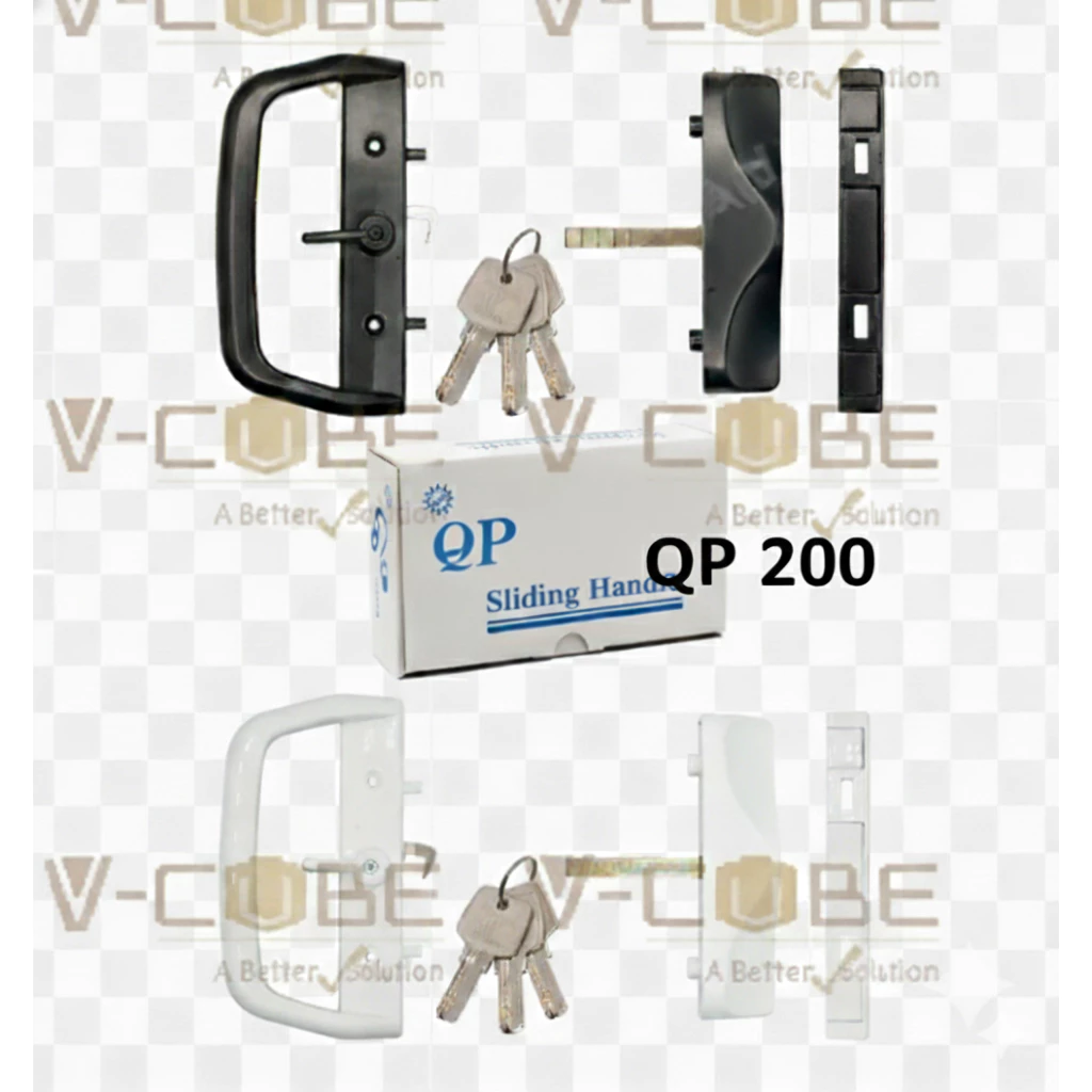 มือจับหน้าต่าง Husza QP 200 มือจับประตูอลูมิเนียมบานเลื่อนเดี่ยว-มีกุญแจ (มือจับหูช้าง)