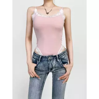 Cherryพร้อมส่ง👙 ชุดบอดี้สูทลูกไม้เซ็กซี่ เสื้อท็อป เอวลอย ทรงเข้ารูปแต่งขอบลูกไม้ Slimming ใส่แล้วดูหนุ่นดี แฟชั่นผู้หญ