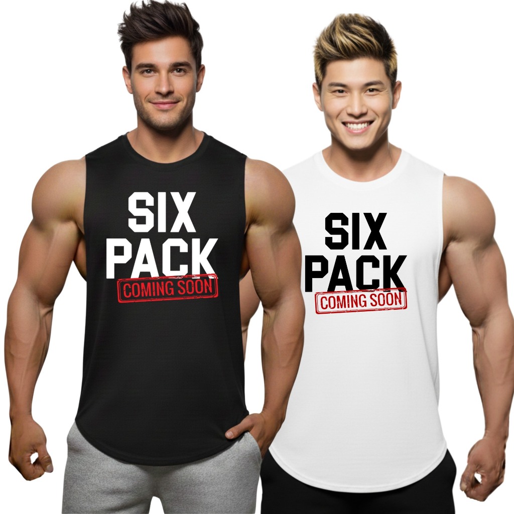 SIX PACK COMING SOON เสื้อแขนกุดเว้าแขนกว้าง Drop Arm Sleeveless Muscle Shirt