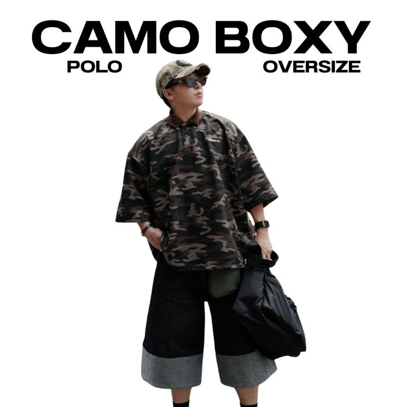 QCLOTH : CAMO BOXY POLO OVERSIZE