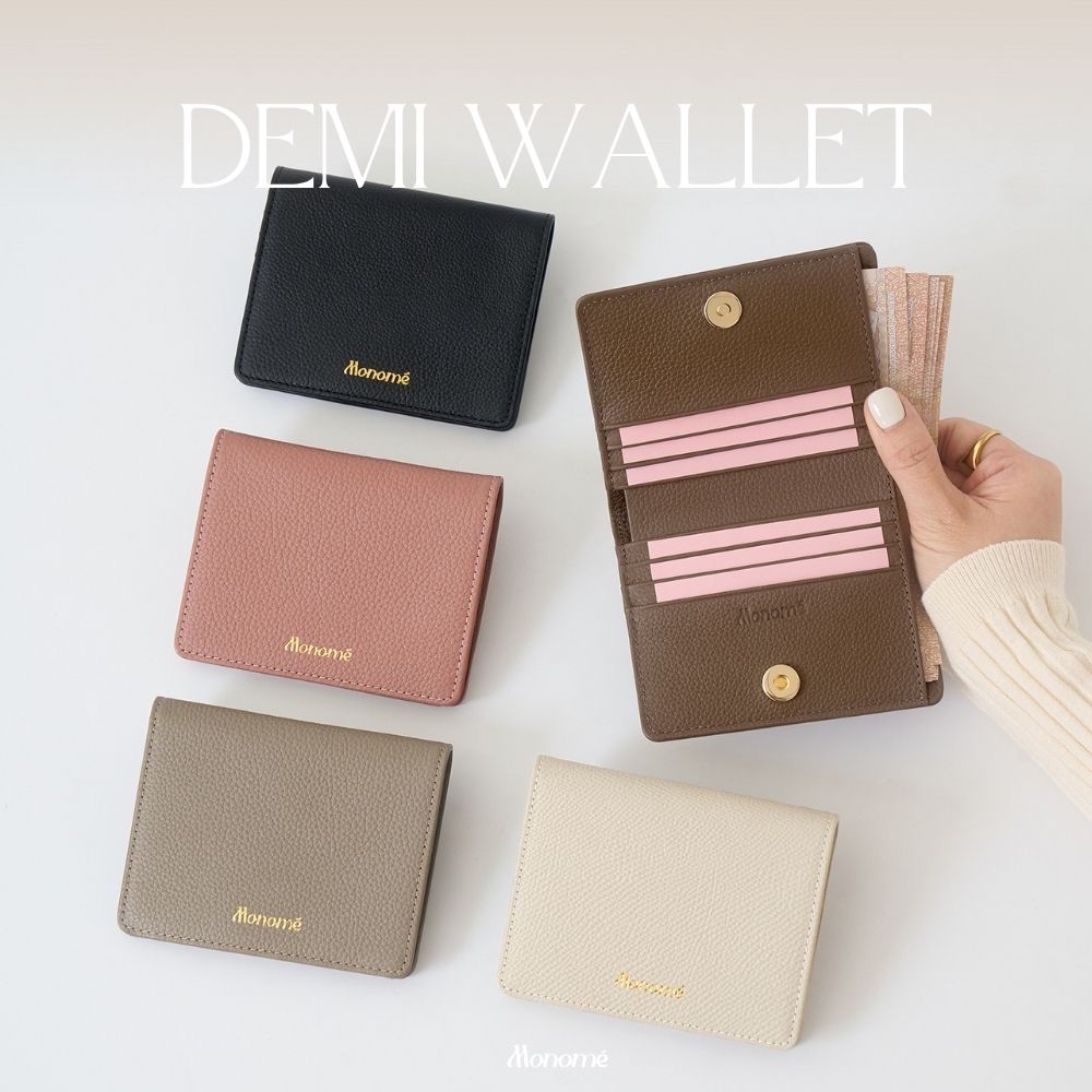 DEMI Bi-fold wallet กระเป๋าสตางค์ทรงพับครึ่ง ใส่แบงก์พันเต็มใบ มีช่องใส่เหรียญ small leather bag กระเป๋าตังค์ รูปที่ 2