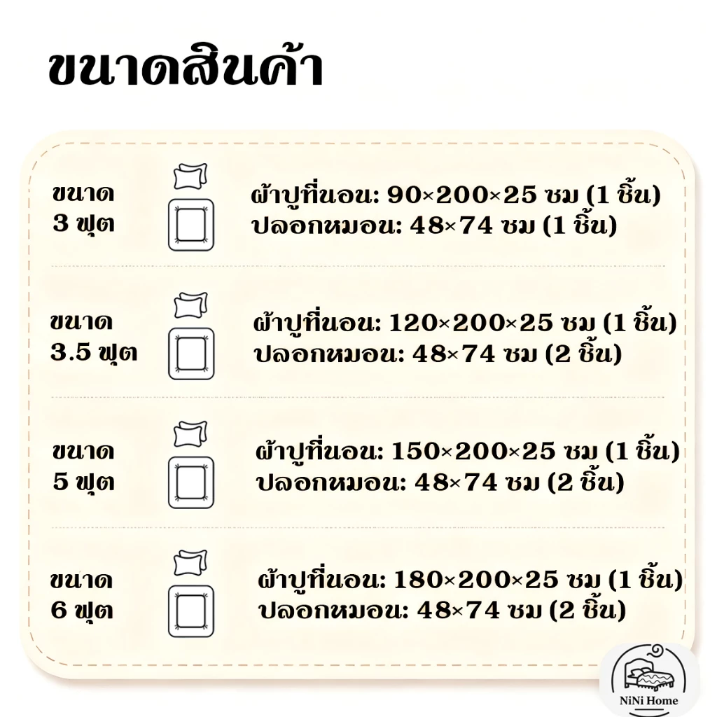 ชุดผ้าปูที่นอนซาติน ลายริ้ว 6ฟุต/5ฟุต/3.5ฟุต/3ฟุต thumbnail 6