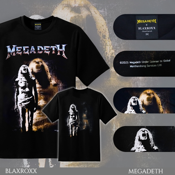 BLAXROXX | MEGADETH® | [MGD025] | เสื้อยืดคอกลม แขนสั้น | สกรีนลายคมชัด ไม่หลุดลอก | Cotton100%