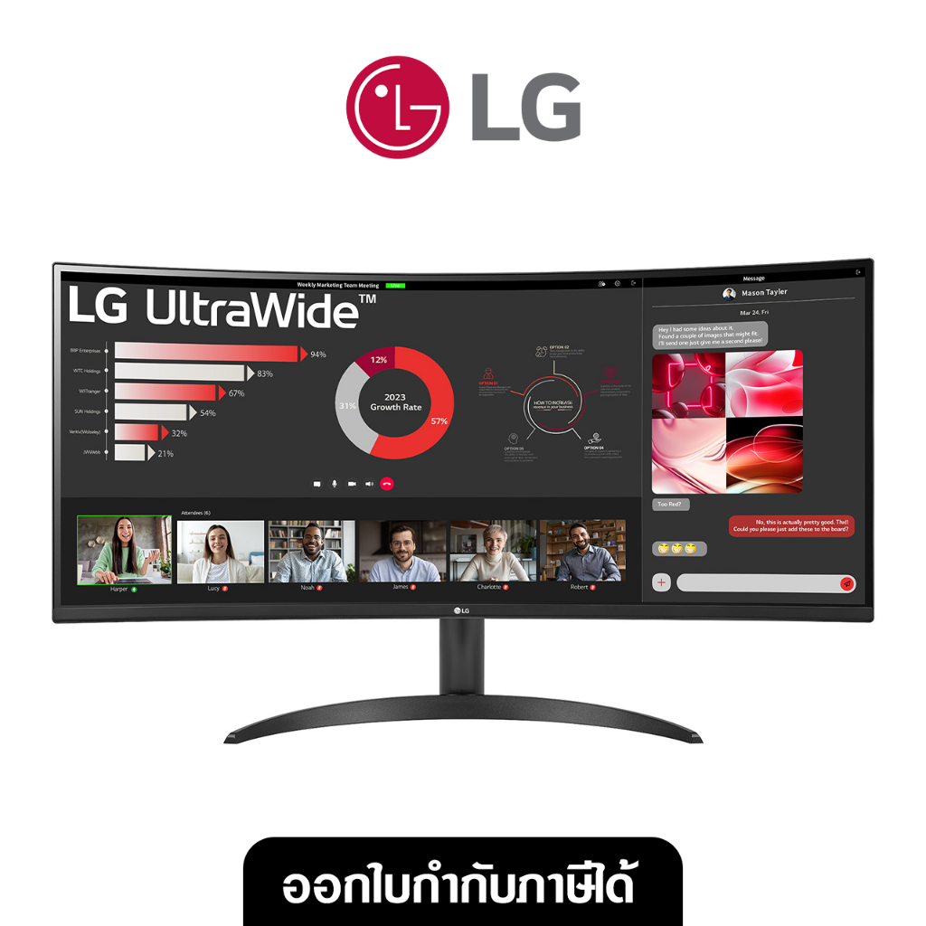 (ลดพิเศษ!! กล่องชำรุด) MONITOR LG 34" 34WR50QC-B.ATM ตัวเครื่องใหม่ปกติ ประกันเต็ม!!