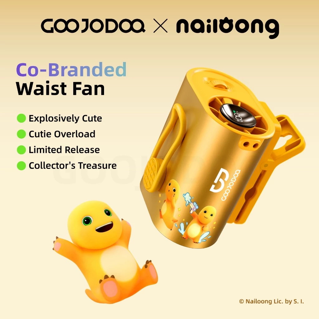 GOOJODOQ GFS011 x Nailoong Clip-On Waist Fan 11m/s Wind 9H Runtime 360° Adjustable for Work and Outdoor