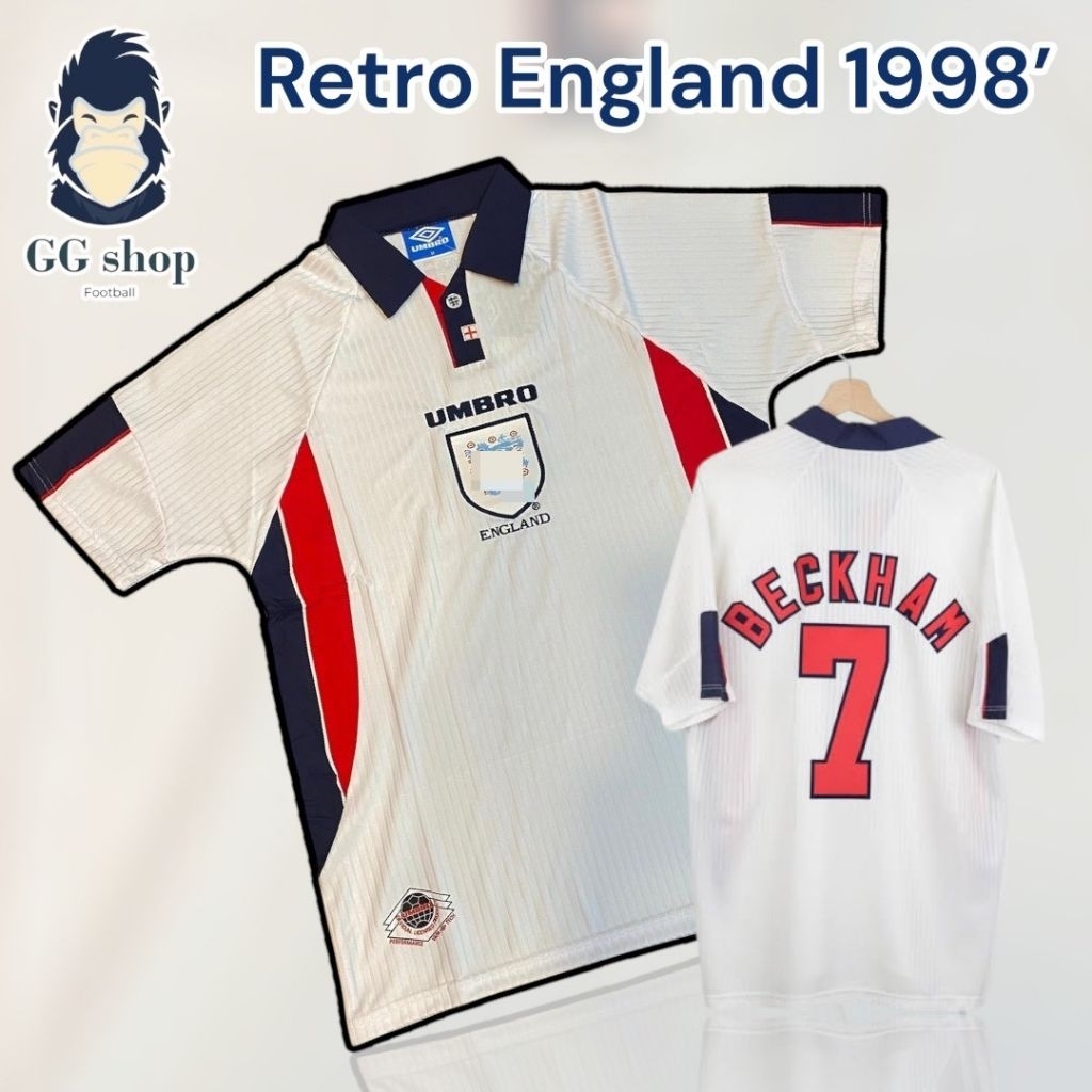 Retro kit  เสื้อบอลย้อนยุค วินเทจ อังกฤษ สีขาว ENGLAND home 1998 งานเกรดดีที่สุด  รับประกันคุณภาพ **