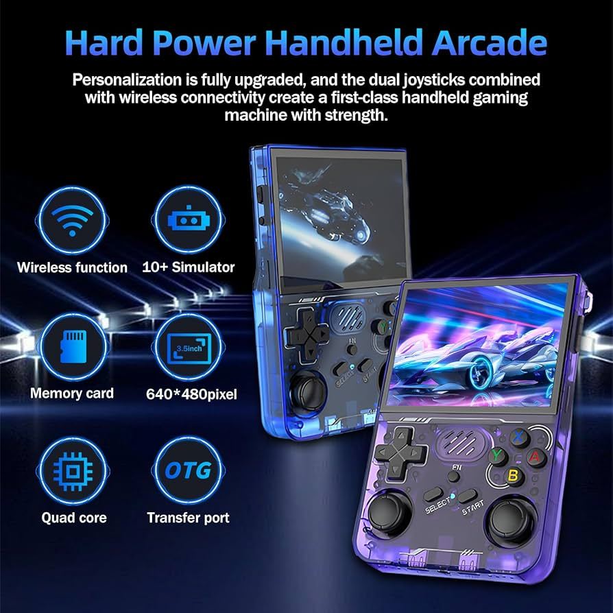 เกมพกพา R36XX+WIFI จอIPS 3.5นิ้ว+ความจำ 128GB+20,000เกม  รองรับเกม PSP NDS N64 Ps1 GBA เกมบอย เกมกด