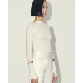 AOP Archive - Soft Contour Long-sleeve Top เสื้อแขนยาว ผ้ายืด คอปาด
