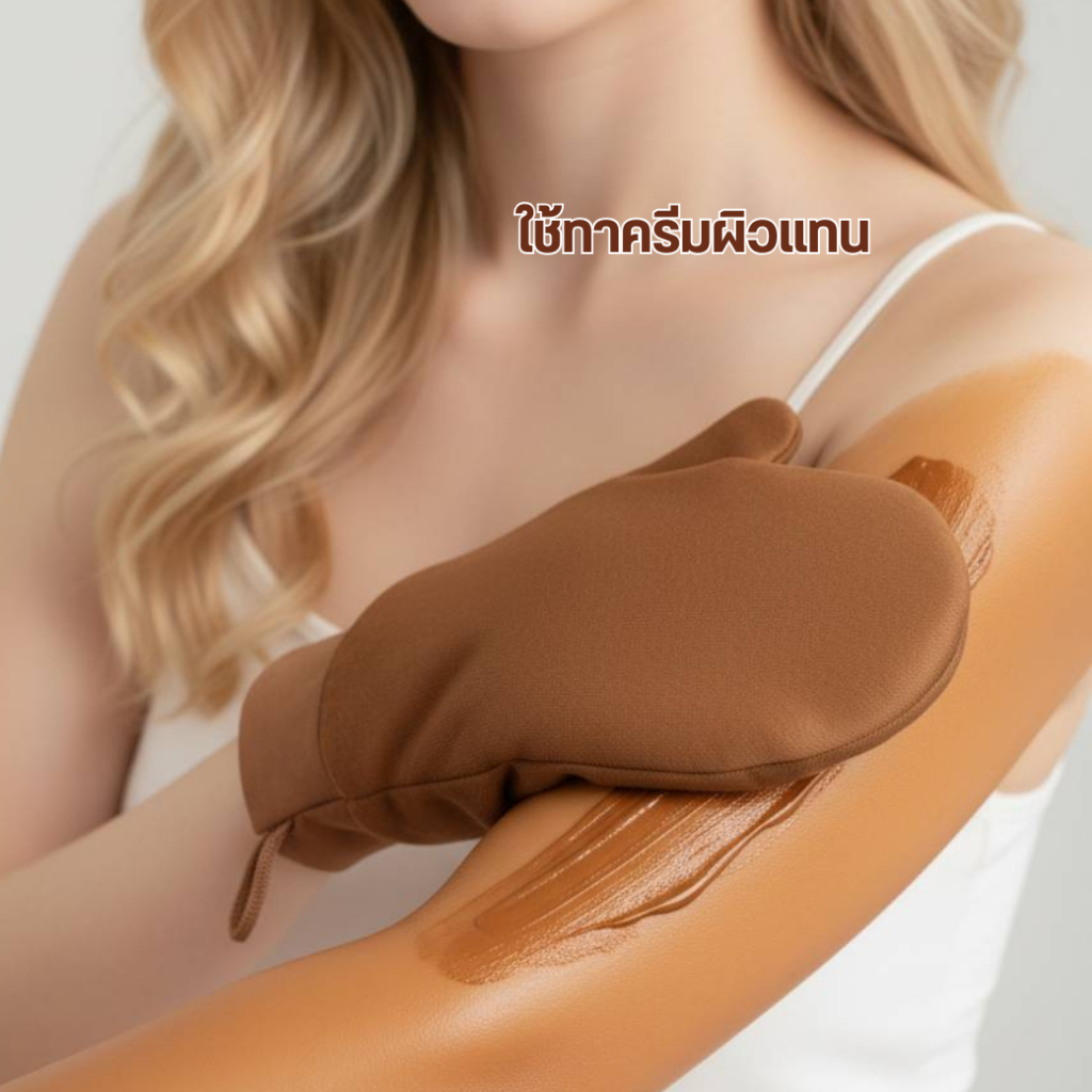 มีส่งด่วน ถุงมือพอกผิว ทาครีมกันแดด ถุงมือทาครีม ใช้ทาแทนมือเพื่อให้ผิวเรียบเนียน สม่ำเสมอมากยิ่งขึ้น ไม่เลอะมือ
