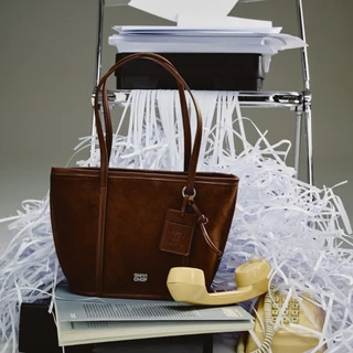 CHUUCHOP - The Classy bag กระเป๋าถือหนังกลับ ทรง Tote bag จุของได้เยอะ ใส่ไอแพดได้ (C8454)