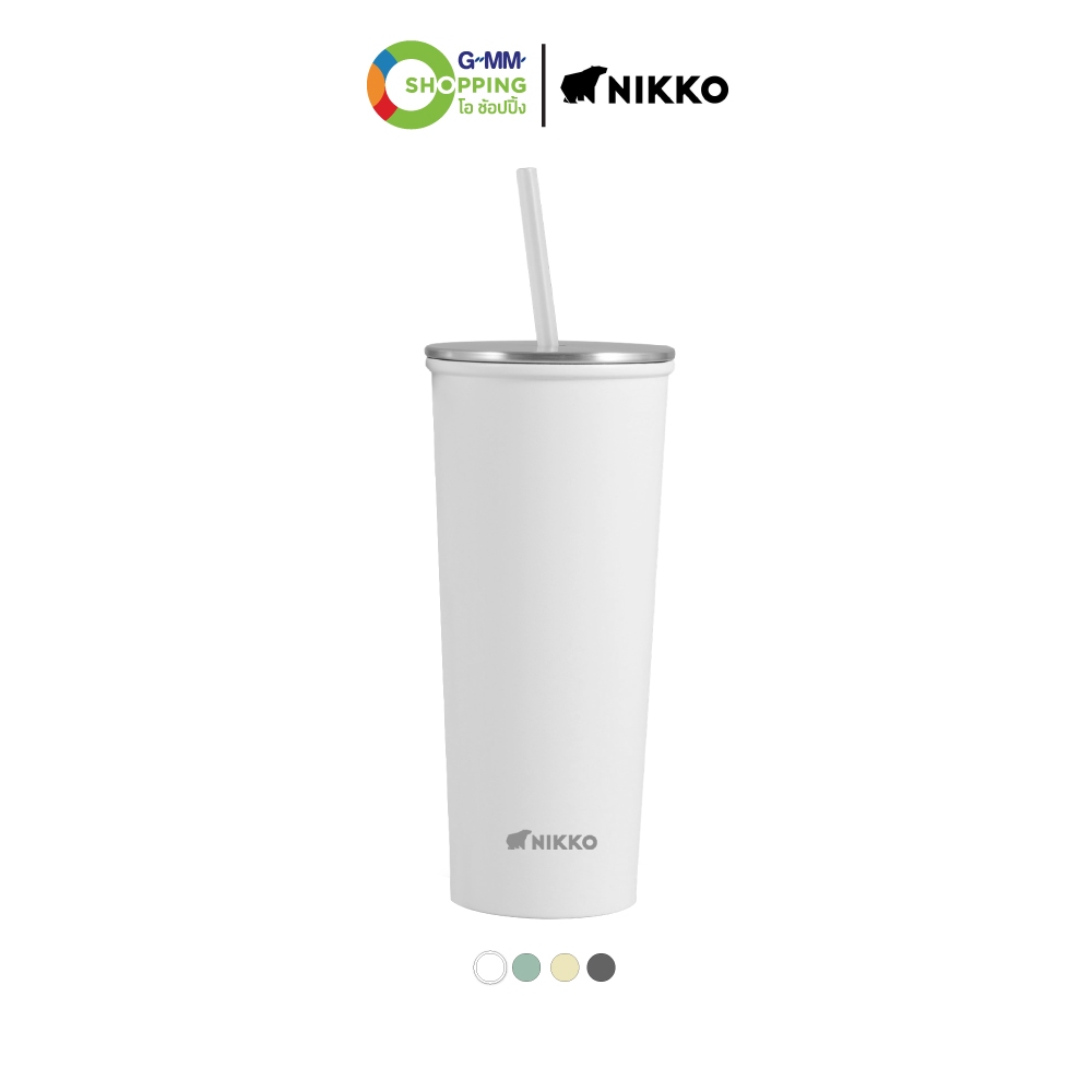 NIKKO นิกโก้ แก้วน้ำสเตนเลส พร้อมหลอด 0.63 ลิตร #201605