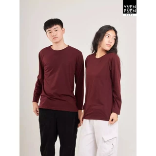 YuenPuen เสื้อยืดแขนยาว 30 สี ยืนพื้น ไม่ยืด ไม่ย้วย ไม่ต้องรีด สีพื้น เนื้อผ้านุ่ม