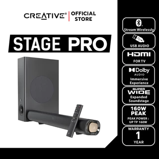 CREATIVE SPEAKER STAGE Pro Bluetooth Sound Bar 2.1 Speaker + Subwoofer มีรีโมท ลำโพงบูลทูธไร้สาย
