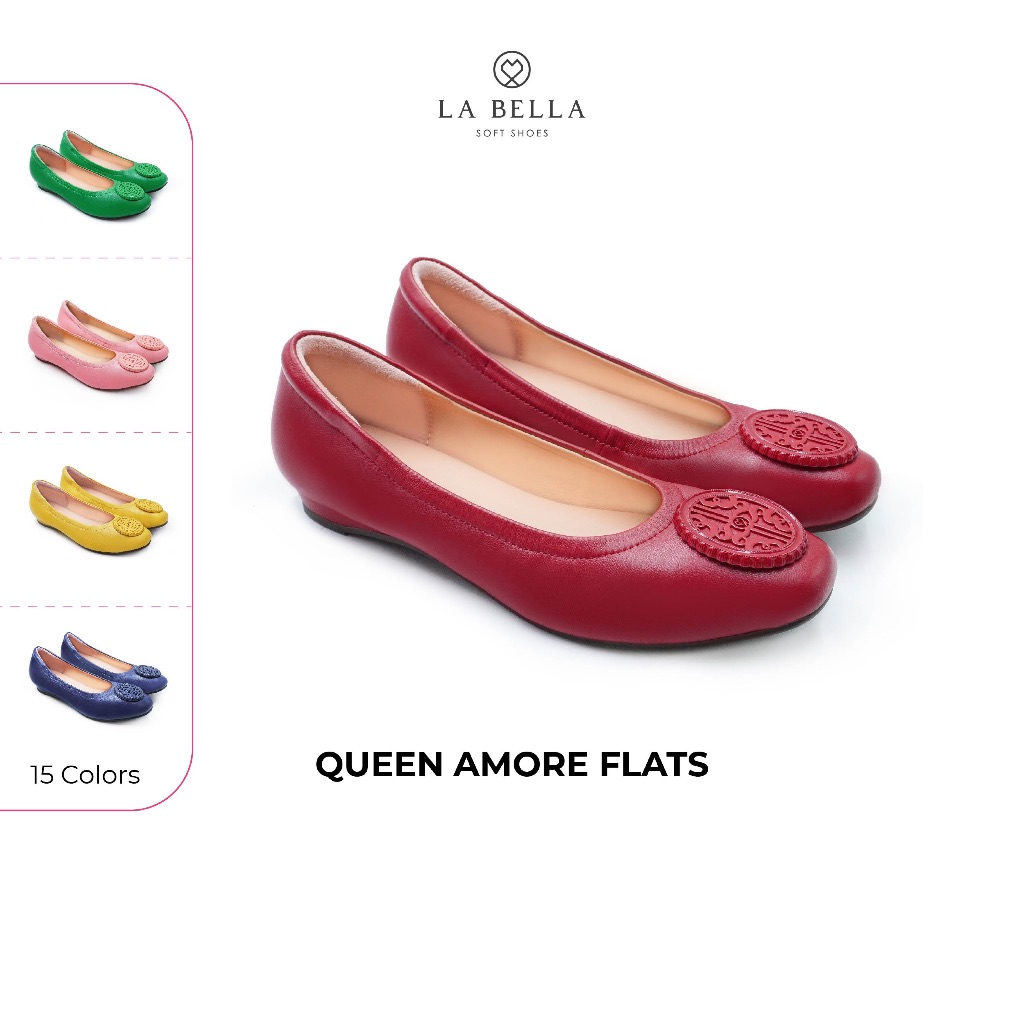 LA BELLA  รองเท้าคัชชูหนังแกะ รุ่น QUEEN AMORE FLATS - COLORFUL