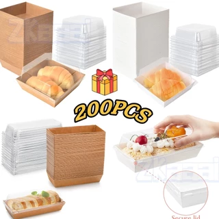 🍥(แพ็ค 200) กล่องเค้ก กล่องพลาสติก กันน้ำ กันมัน กล่องเค้กพลาสติก กล่องใส่แซนวิช กล่องแซนวิช เข้าเวฟได้ วัสดุเกรดอาหาร