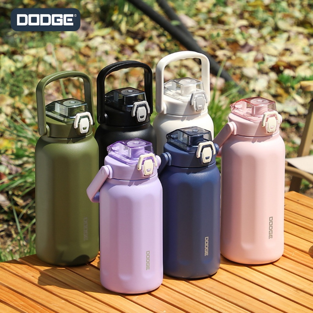 DODGE กระบอกน้ำทรงตรงพร้อมหูหิ้ว ไม่รั่วซึม เก็บอุณหภูมิได้ยาวนานทั้งร้อนและเย็น SUS316 สะดวกในการพกพาและดูมีสไตล์