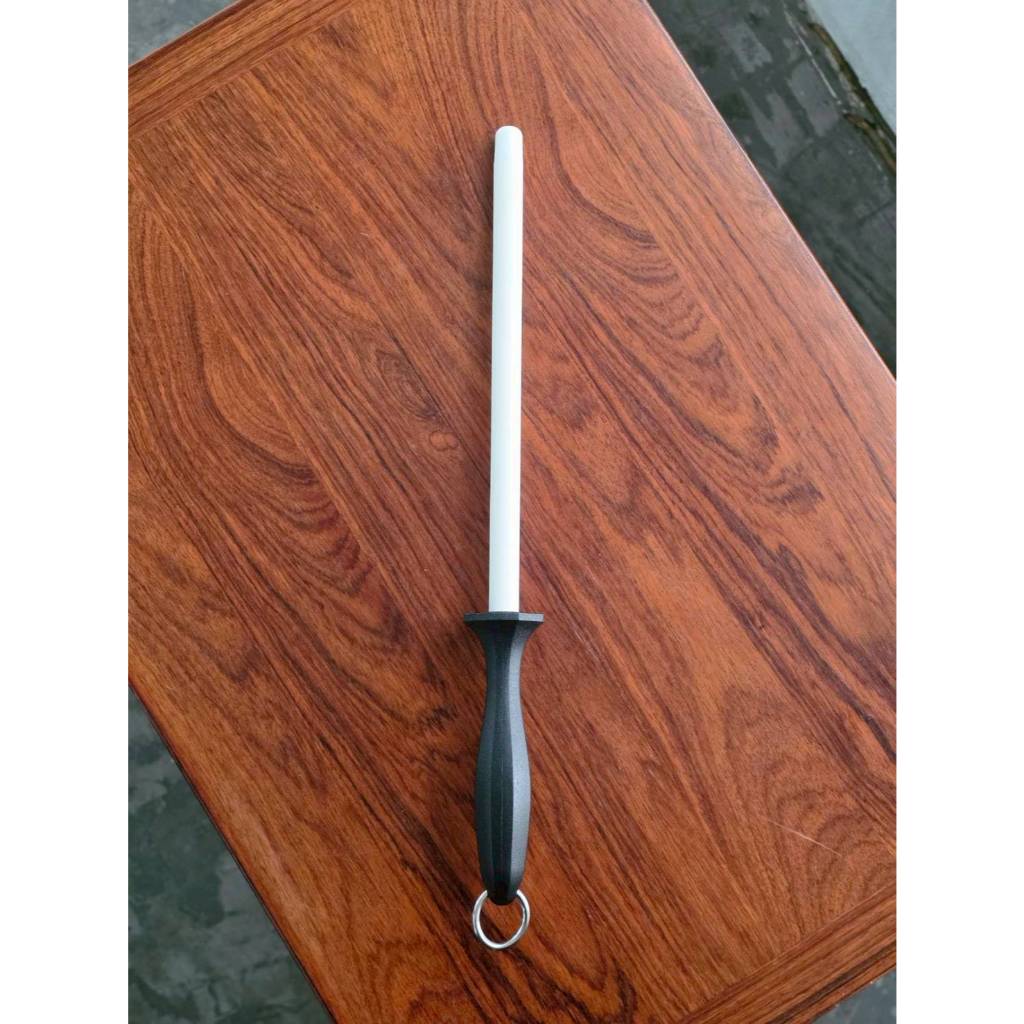 AC093  Shock Absorbing Corundum Ceramic Sharpening rod 273 mm. White (แท่งลับมีดเซรามิก)