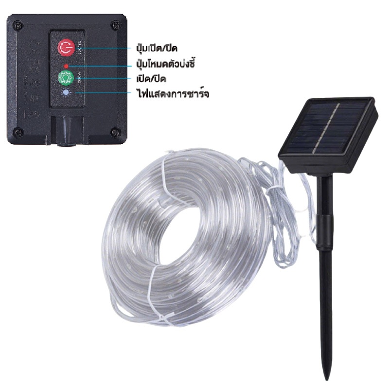 ไฟโซล่าเซลล์ ไฟประดับตกแต่ง 12/22 เมตร ไฟกระพริบ 8 โหมด สำหรับตกแต่งบ้าน สวน งานปาร์ตี้ - รูปที่ 6