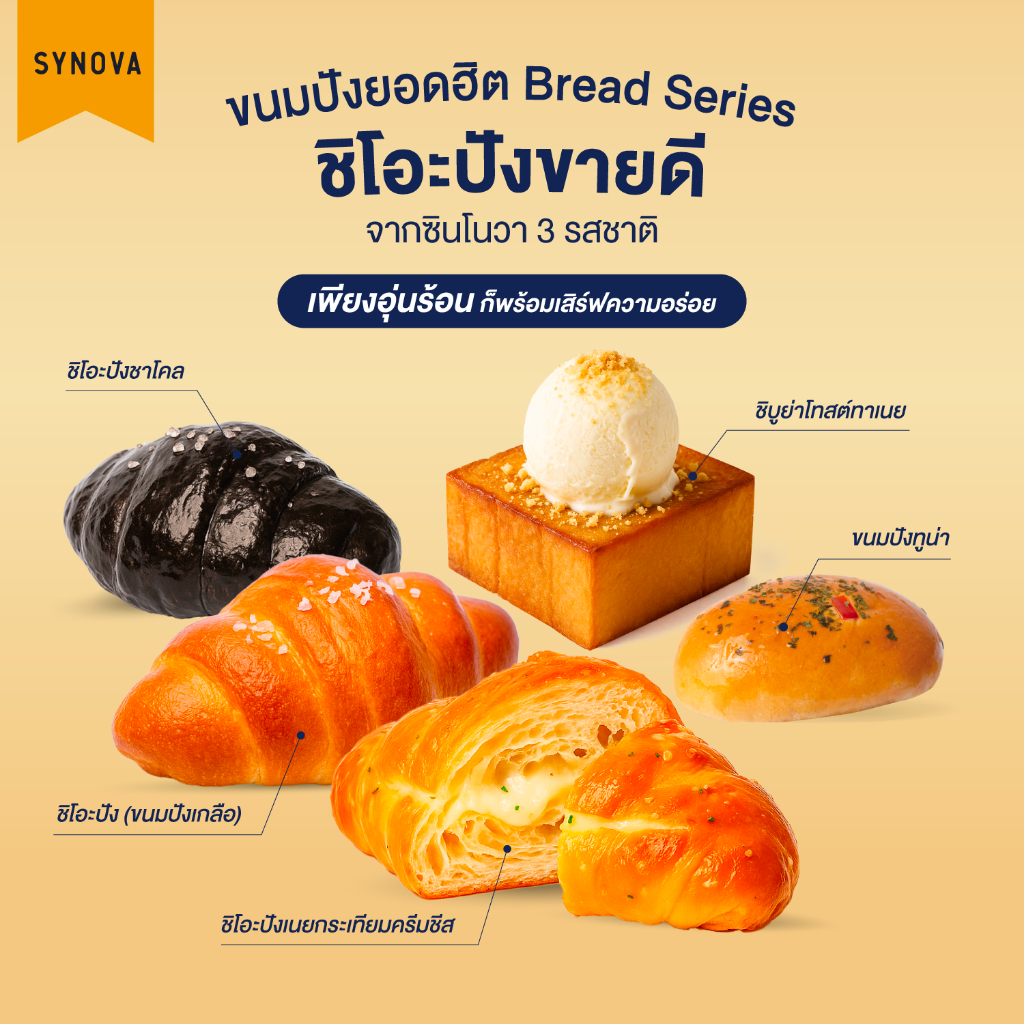 SYNOVA ขนมปัง ชิโอะปังยอดฮิตแช่แข็ง Bread Series (ยกกล่อง)
