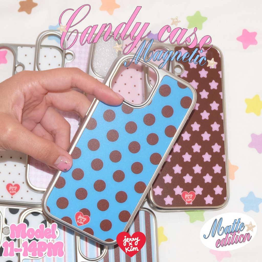 *เคสแม่เหล็กขอบเงินแบบด้านรุ่น 11-14PM* Candy magnetic case 🧲 อ่านรายละเอียดก่อนสั่งซื้อค่ะ🩶Jerryxkimdotstick