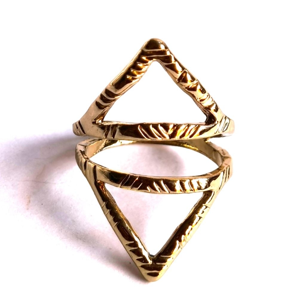 ไซส์ 7,9 แหวนทอง แหวนปิระมิด แหวนเรียบๆ แหวนผู้หญิง gold pyramid ring