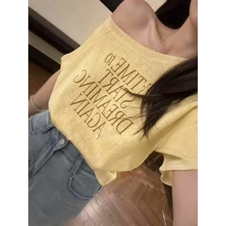 ✅️ พร้อมส่ง จาก🇹🇭✨️ TAG: WG.WE เสื้อปาดไหล่ แขนสั้น