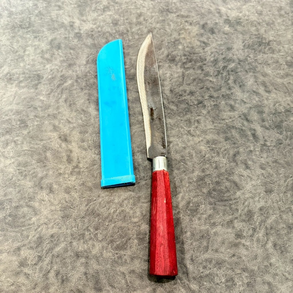 มีดพก​ มีดเดินป่า​ มีดเหน็บ​ ทำจากเหล็กแหนบ 100% ใส่ด้ามไม้พร้อมฝัก​ ท่อ​ pvc - รูปที่ 2