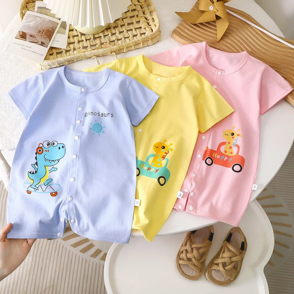 Babyonline(Y097)M3-4 (ส่งด่วน1วัน)ชุดบอดี้สูทเด็กแรกเกิดลายการ์ตูน ผ้าฝ้าย นุ่ม อ่อนโยนต่อผิวเด็ก