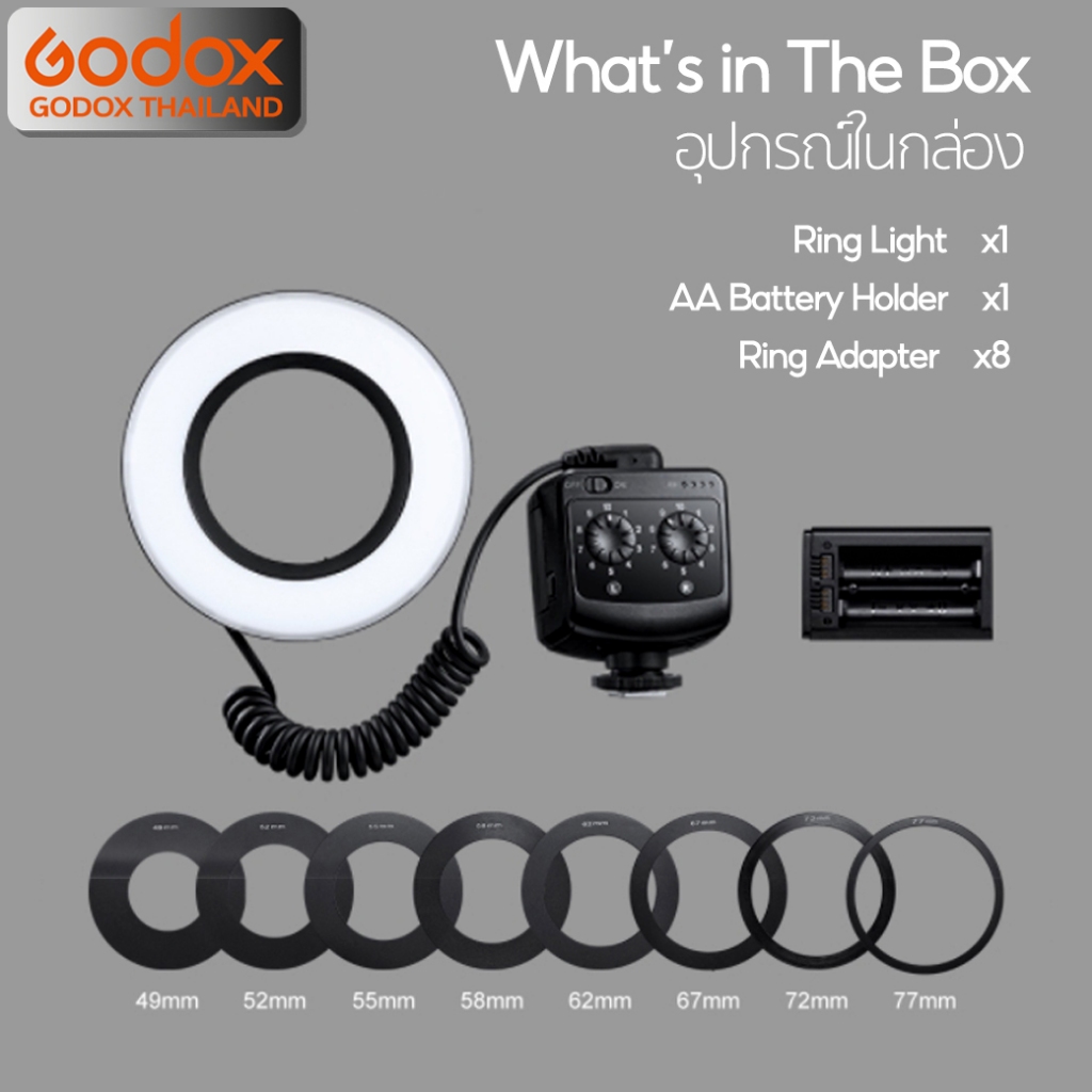 Godox LED Ring72 Macro Ring Light 8W 5600K ไฟถ่ายสินค้า ไฟมาโคร - รับประกันศูนย์ Godox Thailand 3ปี - รูปที่ 6