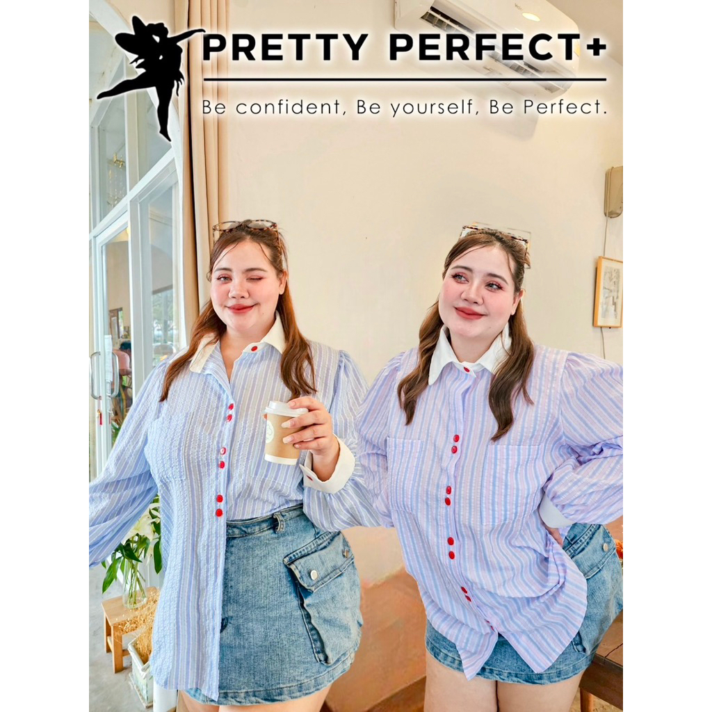 (ส่งด่วน) Pastel Striped Shirt เสื้อเชิ้ตสีพาสเทลลายริ้ว Bigsize อก 38-62+ (PT)
