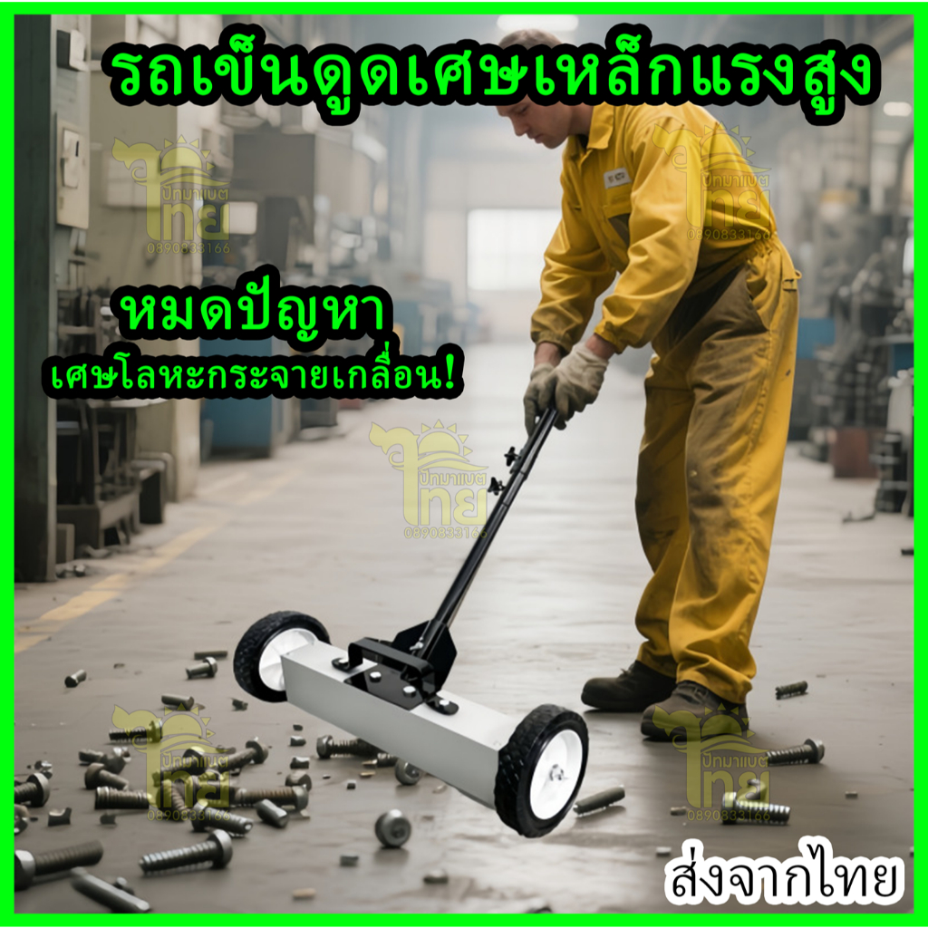 รถเข็นดูดเศษเหล็ก แม่เหล็กเก็บเศษเหล็ก รถเข็นพลังแม่เหล็กแรงสูง ขนาด 18 นิ้วและ 24 นิ้ว ส่งด่วน