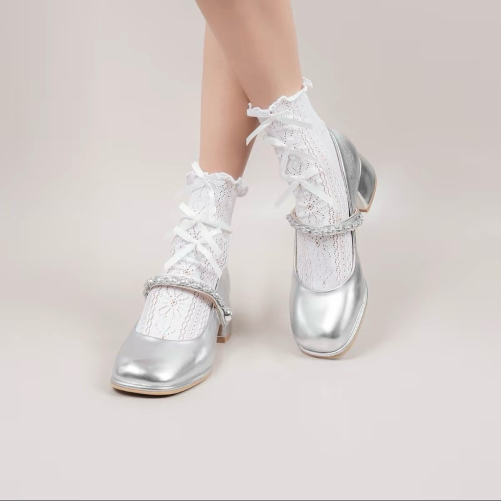 (ส่งต่อ) MellowCo รองเท้าแมรี่เจน หนังแก้วสูง 2 นิ้ว