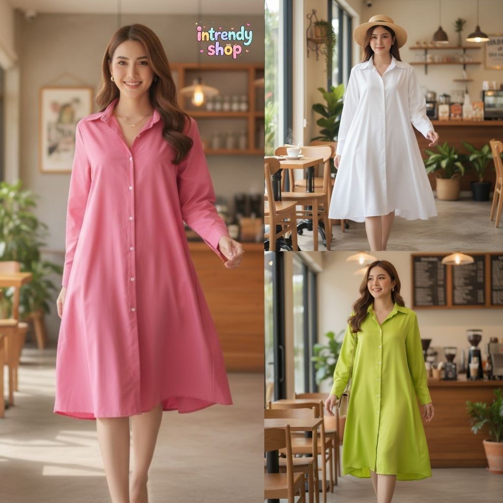 ใหม่.เดรสเชิ้ตOversize คอปกลายกราฟฟิก ไซส์ใหญ่สาวอวบ 💯+++ อก 34 - 50 นิ้ว ใส่สวย( หน้าผ้า: 52 นิ้ว ) เป็นผ้าไหมอิตาลี.
