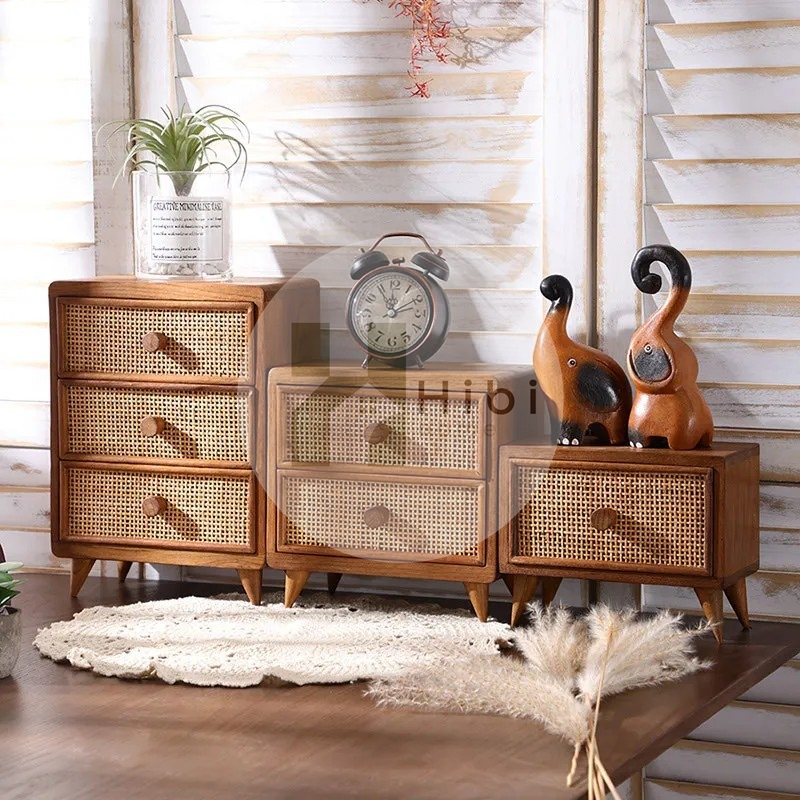 ตู้ลิ้นชักหวายเทียม 2 ชั้น ตู้ลิ้นชักไม้ 2 ชั้นสไตล์ญี่ปุ่น ดีไซน์มินิมอลผสมผสานงานหวายสาน เพิ่มความอบอุ่น - รูปที่ 6