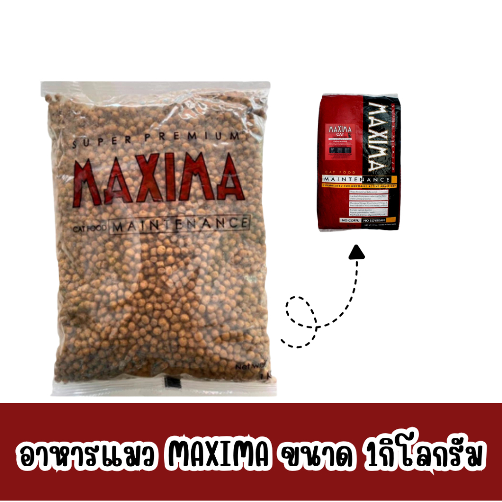 (1 กิโลกรัม)อาหารแมว Maxima แม็กซิม่า (ถุงใสแบ่งจากโรงงาน ขนาด 1 กก.)