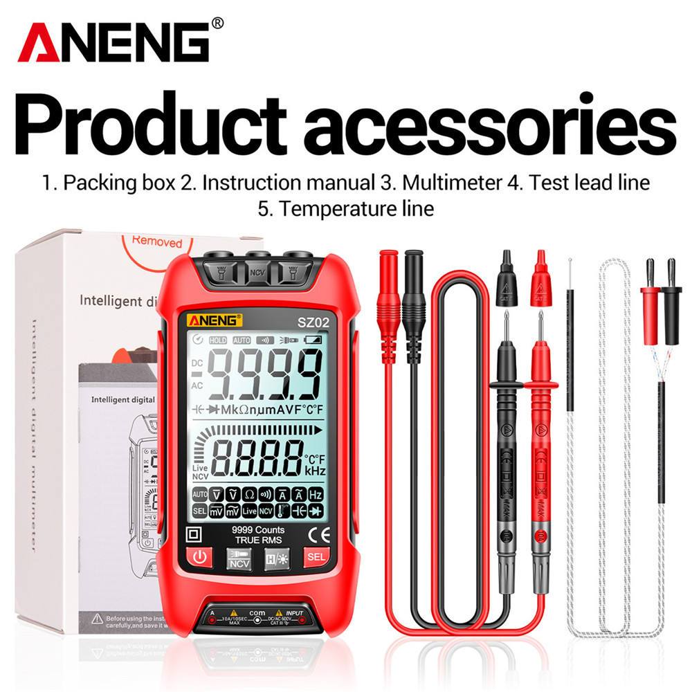 SZ02 Multimeter สีแดง ดิจิตอลมัลติมิเตอร์ ″ANENG″