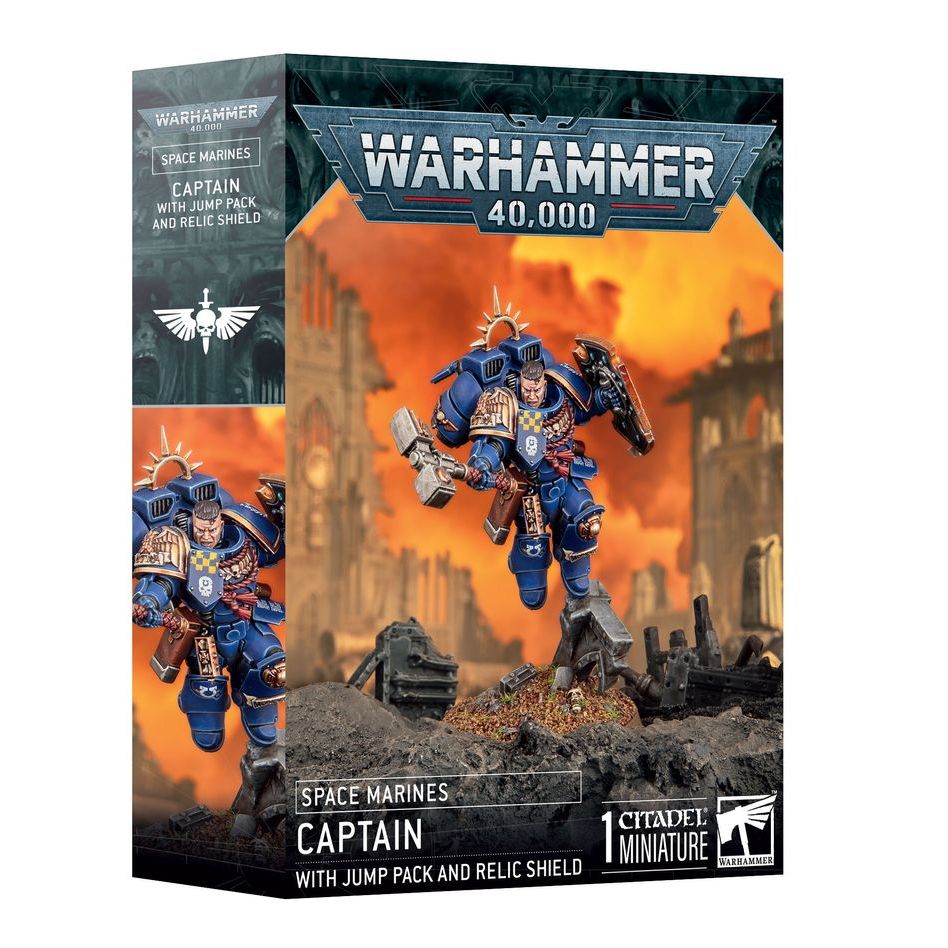 Warhammer 40k : Space Marines : Captain with Jump Pack and Relic Shield