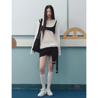 (พร้อมส่ง) เสื้อแขนยาวผ้าบางแต่งบรารุ่น 7373 TAG WG.WE 🇰🇷