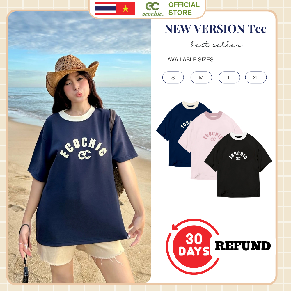 [เปลี่ยนสินค้าภายใน 30 วัน] เสื้อยืด ECOCHIC NEW VERSION Tee แบรนด์ท้องถิ่นของแท้ ทรงหลวม โอเวอร์ไซส์ Unisex B161