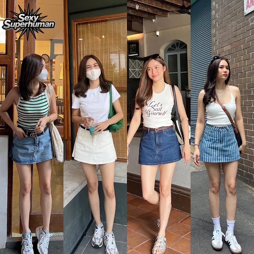 (พร้อมส่ง)denim skirt กระโปรงกางเกงยีนส์ มีซับใน