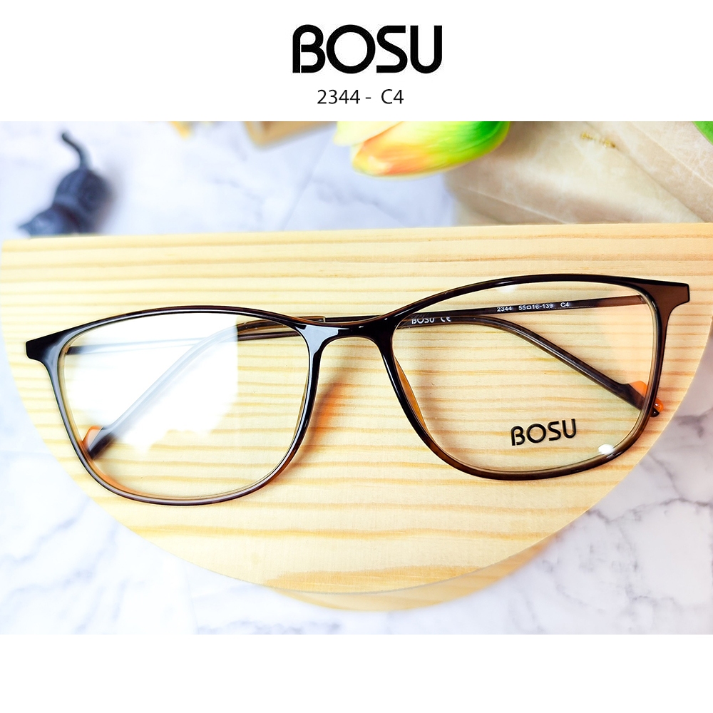 กรอบแว่นตา BOSU รุ่น 2344 - C4 เต็มกรอบสีน้ำตาล  วัสดุ Titanium น้ำหนักเบา ใส่สบาย