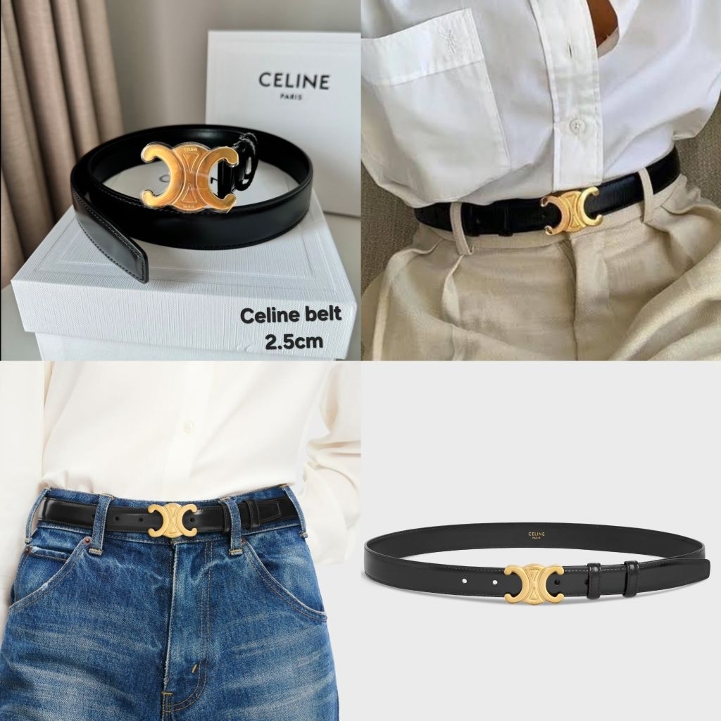New เข็มขัด Celine Triomphe medium Belt 2.5cm ดำ🖤 มือ1ของแท้💯 พร้อมส่ง **ทักรีเชคไซส์รายวันก่อนกดสั่